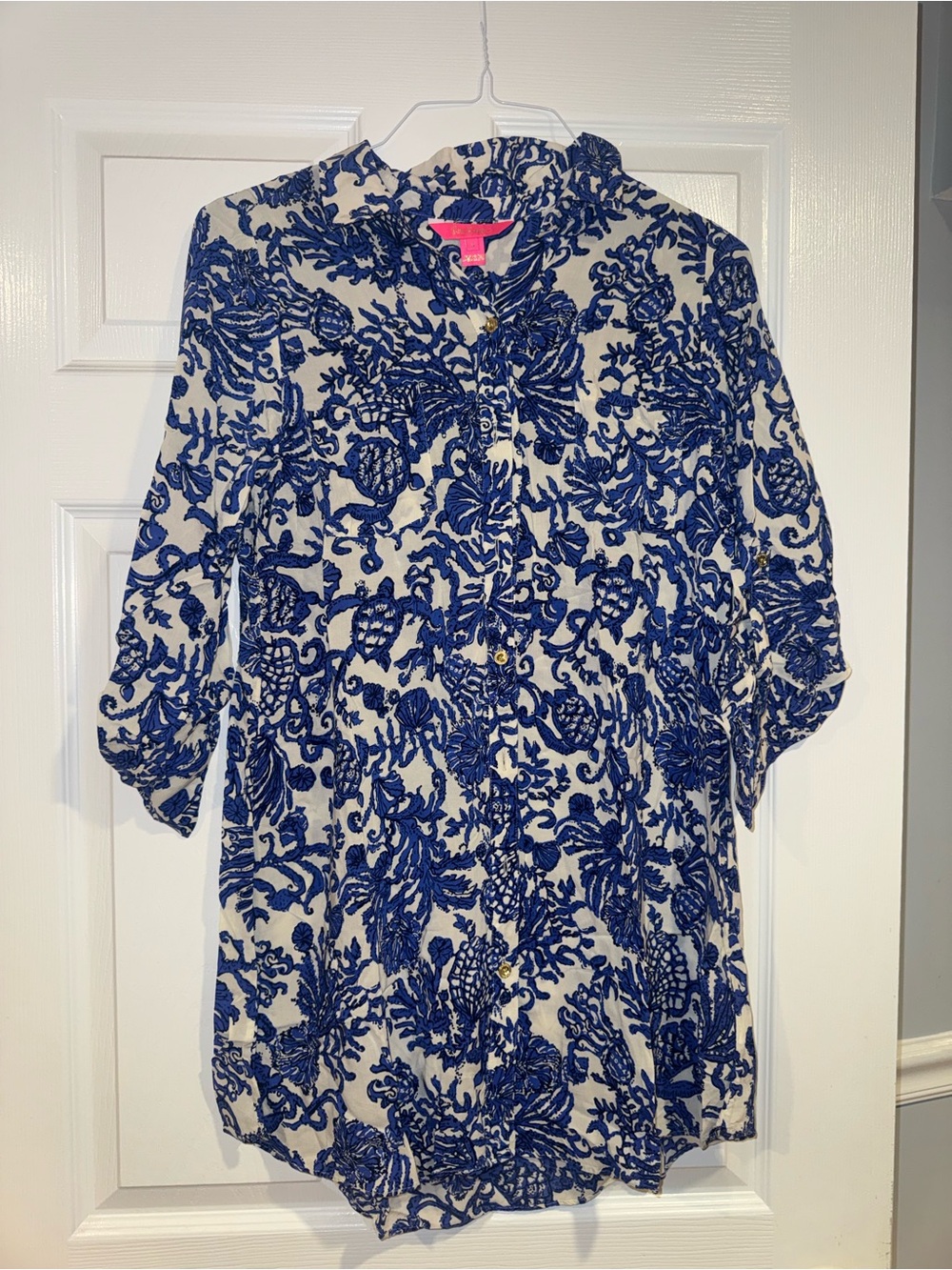 Blue Floral Button-Up dress